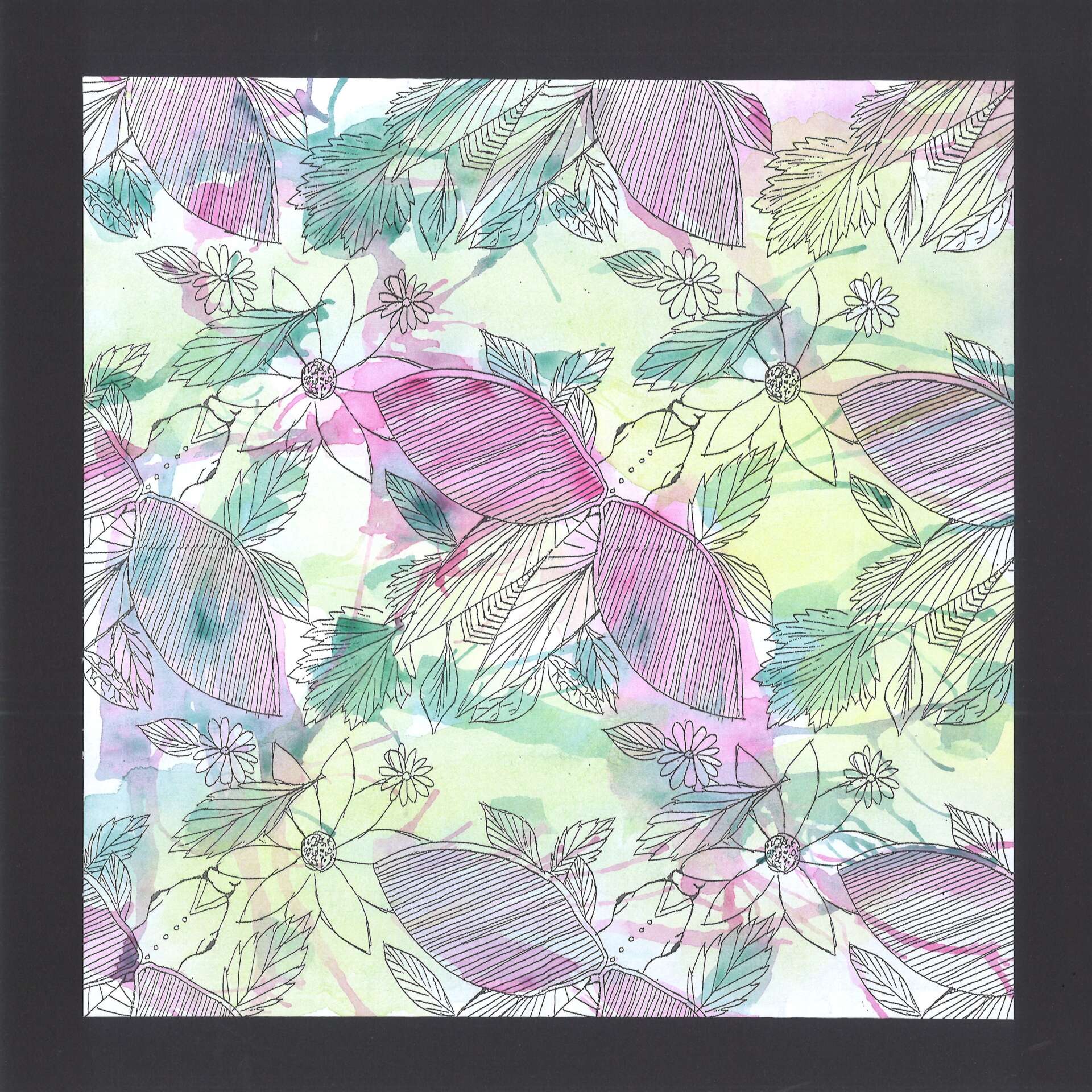 Anastasia Babic Pokec 2c neskoncni vzorec tus akvarel 24x24 2016 Alenka Podlogar 4